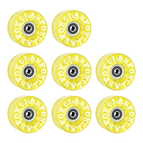 CLAS FOX 78A Indoor or Outdoor 65x35mm Quad Roller Skate Wheels with ABEC-9 Bearings 8 Pcs (Yellow)