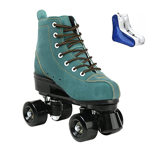 Roller Skates for Women Men High-top Roller Skates Four Wheels Roller Skates Shiny Roller Skates for Girls Boys with Shoes Bag (Blue,40)