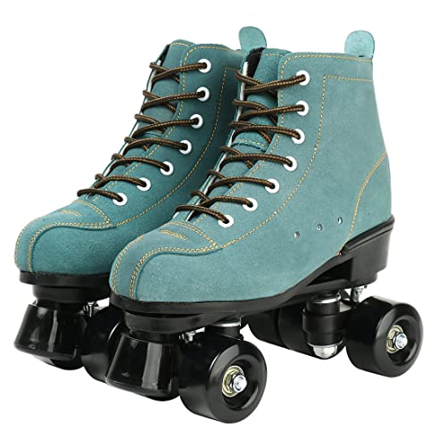 Roller Skates for Women Men High-top Roller Skates Four Wheels Roller Skates Shiny Roller Skates for Girls Boys with Shoes Bag (Blue,40)