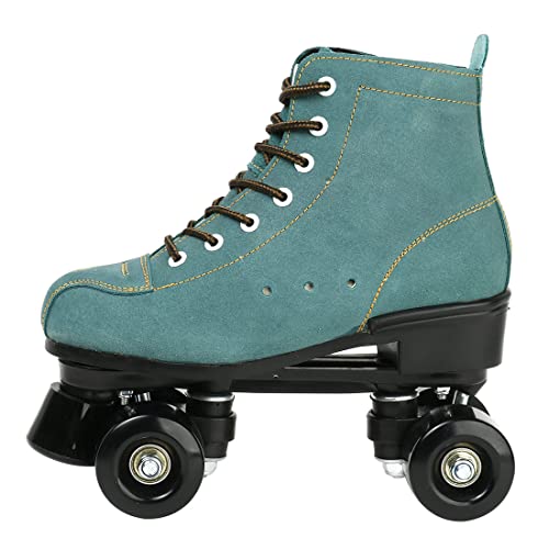 Roller Skates for Women Men High-top Roller Skates Four Wheels Roller Skates Shiny Roller Skates for Girls Boys with Shoes Bag (Blue,40)