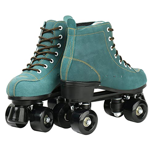 Roller Skates for Women Men High-top Roller Skates Four Wheels Roller Skates Shiny Roller Skates for Girls Boys with Shoes Bag (Blue,40)