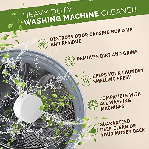 Renuv Heavy Duty Washing Machine Cleaner Descaler - Large Foaming Tablets For Front Load or Top Load, 6 Pack