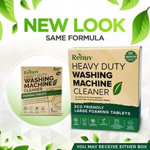 Renuv Heavy Duty Washing Machine Cleaner Descaler - Large Foaming Tablets For Front Load or Top Load, 6 Pack