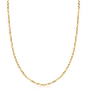 barzel 18k gold plated curb/cuban link gold chain necklace 2mm, 3mm, 4mm, 5mm for women or men - made in brazil (20 inches, 2mm gold)