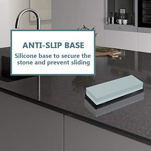 Knife Sharpening Stone Combination Dual Sided Grit With Base for Sharpening and Polishing Tool with Non Slip Base for Kitchen Knives, Hunting Knives, Pocket Knives and Tool Blades (400/1000)