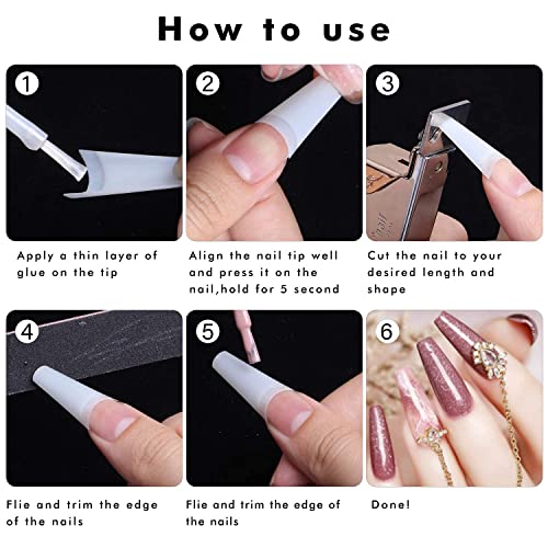 Nail Tips Coffin Shape - Natural Acrylic Nail Tips 500pcs Half Cover French Nail Tips with Box, INFELING False Nails Fake Nail Tips for Nail Salons and DIY Nail Art at Home, 10 Sizes