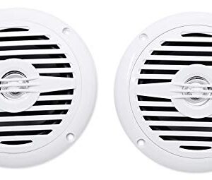 KICKER KMC3 Marine Digital Media Gauge Receiver w/Bluetooth/USB For Boat/ATV/UTV Bundle with Pair Rockville MS525W 5.25" 400 Watt Waterproof Marine Boat Speakers 2-Way White