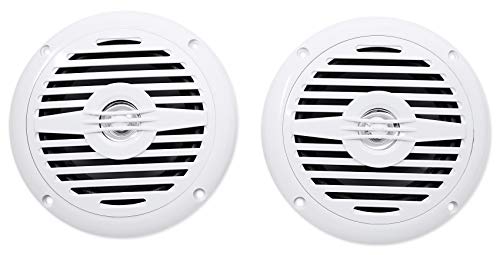 KICKER KMC3 Marine Digital Media Gauge Receiver w/Bluetooth/USB For Boat/ATV/UTV Bundle with Pair Rockville MS525W 5.25" 400 Watt Waterproof Marine Boat Speakers 2-Way White