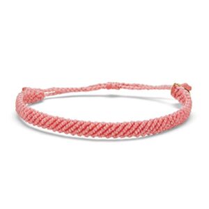 pura vida half flat woven bracelet - waterproof, adjustable band - parfait pink