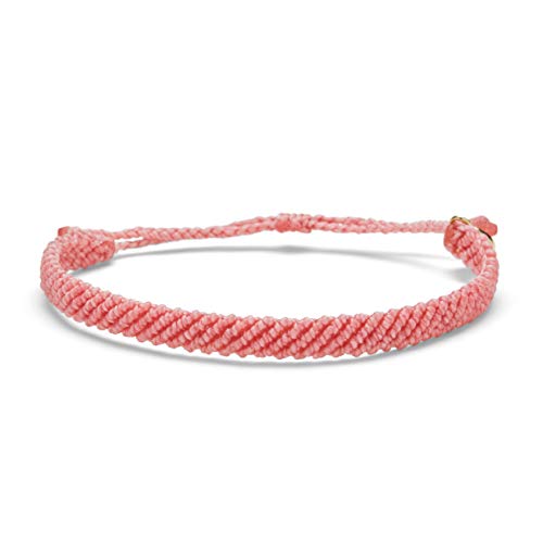 Pura Vida Half Flat Woven Bracelet - Waterproof, Adjustable Band - Parfait Pink