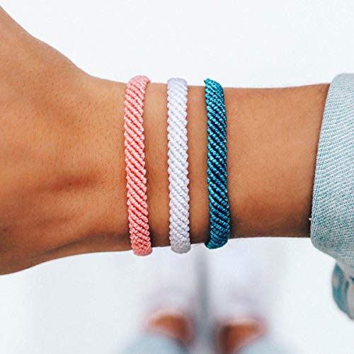 Pura Vida Half Flat Woven Bracelet - Waterproof, Adjustable Band - Parfait Pink