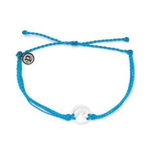 pura vida white enamel wave bracelet - waterproof, adjustable band - neon blue