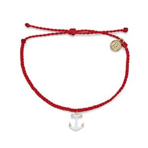 pura vida gold anchors away bracelet - 100% waterproof, adjustable band - ruby