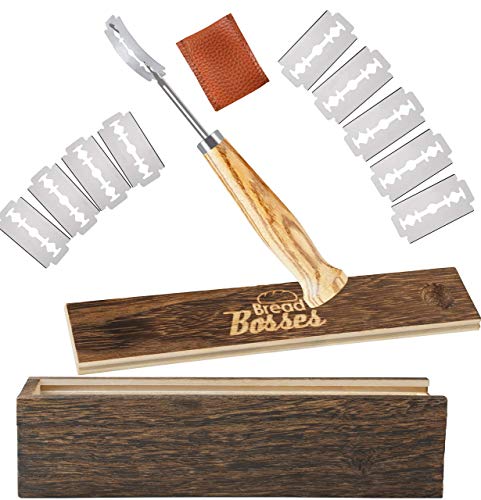 Bread Bosses 9 Inch Banneton Proofing Basket and Bread Bakers Lame Slashing Tool - Great as a Gift