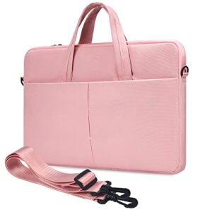 13.3 14 inch laptop case shoulder bag carrying sleeve for macbook air 15.3 m2, hp chromebook/elitebook/stream, lenovo ideapad flex 5,13.5 inch surface laptop 5, asus dell acer samsung computer, pink