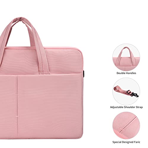 13.3 14 Inch Laptop Case Shoulder Bag Carrying Sleeve for MacBook Air 15.3 M2, HP Chromebook/EliteBook/Stream, Lenovo IdeaPad Flex 5,13.5 Inch Surface Laptop 5, ASUS Dell Acer Samsung Computer, Pink