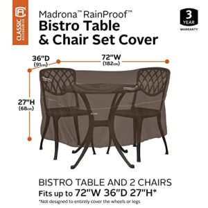 Classic Accessories Madrona Rainproof 72 Inch Patio Bistro Table & Chair Set Cover,Dark Cocoa