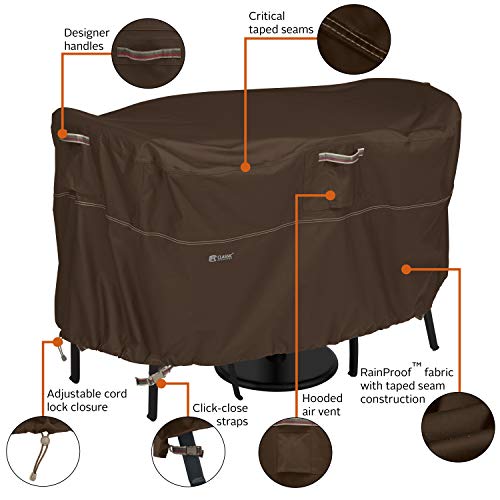 Classic Accessories Madrona Rainproof 72 Inch Patio Bistro Table & Chair Set Cover,Dark Cocoa