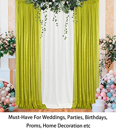 Lime Green Sequin Curtains 2 Panels 2FTx8FT Baby Shower Backdrop Glitter Backdrop Sequin Backdrop for Wedding