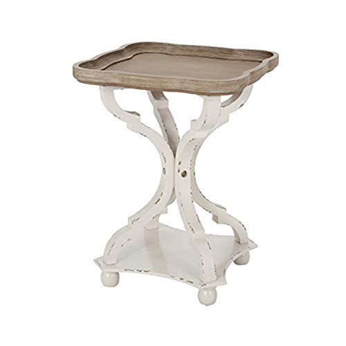 Christopher Knight Home Eudora French Country Accent Table with Square Top, Natural + Distressed White