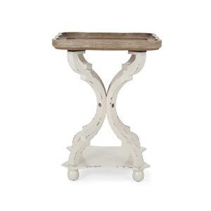 Christopher Knight Home Eudora French Country Accent Table with Square Top, Natural + Distressed White