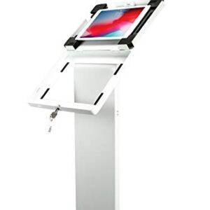 Locking Floor Stand - CTA Premium Large Locking Floor Stand Kiosk with Steel Body and Heavy-Duty Locking Enclosure with Keys for iPad Pro 12.9", Surface Pro 3, 4, 5, 6, 7, 8, X (PAD-PLSW) - White
