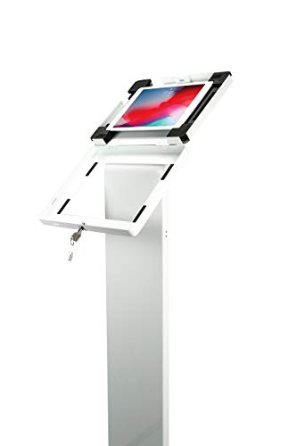 Locking Floor Stand - CTA Premium Large Locking Floor Stand Kiosk with Steel Body and Heavy-Duty Locking Enclosure with Keys for iPad Pro 12.9", Surface Pro 3, 4, 5, 6, 7, 8, X (PAD-PLSW) - White