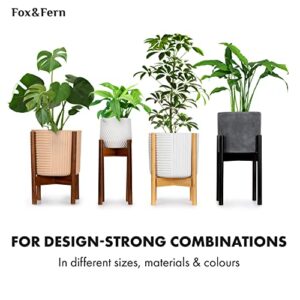 Fox & Fern Mid Century Modern Plant Stand, Indoor Plant Stand, Plant Holder, Corner Plant Stand Indoor, Plant Stands for Indoor Plants - EXCLUDING Plant Pot - Adjustable Width 11" to 15" - Bamboo