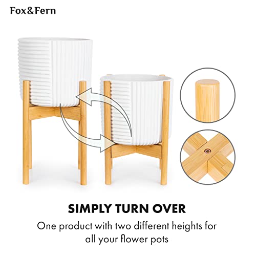 Fox & Fern Mid Century Modern Plant Stand, Indoor Plant Stand, Plant Holder, Corner Plant Stand Indoor, Plant Stands for Indoor Plants - EXCLUDING Plant Pot - Adjustable Width 11" to 15" - Bamboo