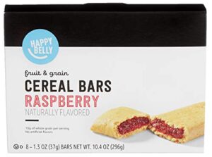 amazon brand - happy belly fruit & grain cereal bars, raspberry, 8 count