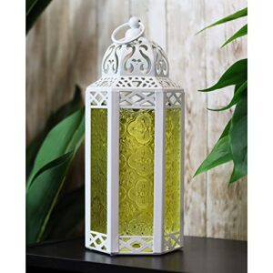 vela lanterns white moroccan lamp lantern decorative candle holder for indoor outdoor weddings, home decor, patio, weddings, yellow glass, medium