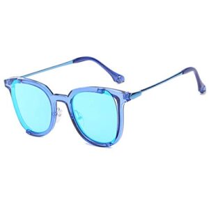 Polarized Sunglasses Retro Personality Sunglasses Men and Women Tide Fashion Color Lens Sunglasses (Pink Frame Barbie Pink Lens)