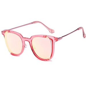 polarized sunglasses retro personality sunglasses men and women tide fashion color lens sunglasses (pink frame barbie pink lens)