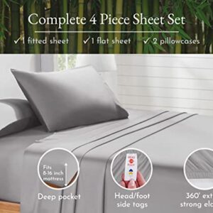 California Design Den Rayon from Bamboo Sheets King, 4 Piece Set, Luxury Cooling Sheets King Size Bed, Silver Gray Sheets with Deep Pocket Fitted Sheets (King, Silver Gray)