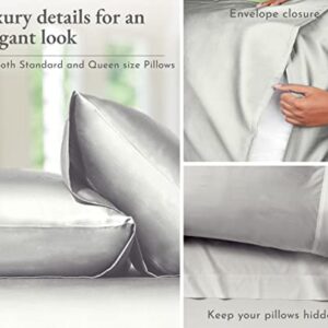 California Design Den - Silky Soft 100% Rayon from Bamboo Cases Standard Size, Set of 2 for Smooth Hair & Skin, Fits Standard & Queen Pillows, Silver Gray Pillow Covers