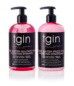 tgin rose water shampoo + conditioner duo - for natural / dry/fine/color treated hair - curls - waves - low porosity - 13oz