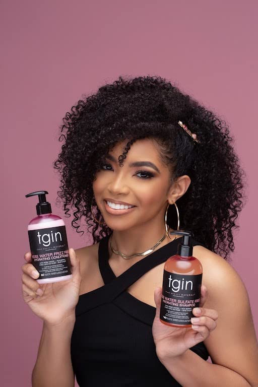 tgin Rose Water Shampoo + Conditioner DUO - For Natural / Dry/Fine/Color Treated Hair - Curls - Waves - Low Porosity - 13oz