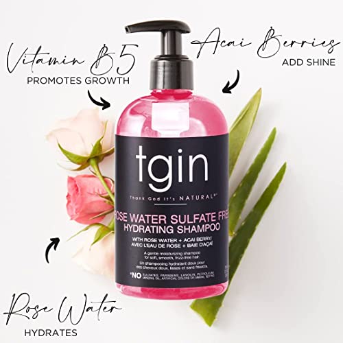 tgin Rose Water Shampoo + Conditioner DUO - For Natural / Dry/Fine/Color Treated Hair - Curls - Waves - Low Porosity - 13oz