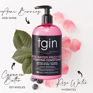 tgin Rose Water Shampoo + Conditioner DUO - For Natural / Dry/Fine/Color Treated Hair - Curls - Waves - Low Porosity - 13oz