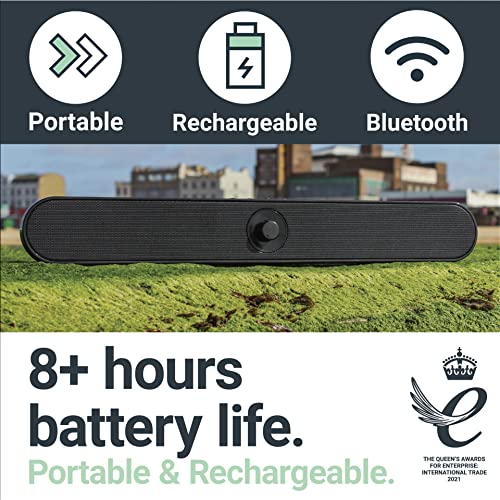 Majority Atlas Portable Bluetooth PC Soundbar | 20 Watts Powerful Stereo Sound | Portable Speaker with 8 Hours Playback | One Touch Control, USB, SD Card & AUX Playback Sound Bar for TV