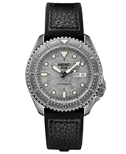 Seiko SRPE79 5 Sports 24-Jewel Gray Finish Automatic Watch with leather strap