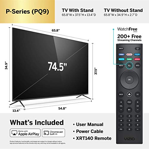 VIZIO 75 inch 4K Smart TV, P-Series Quantum UHD LED HDR Television with Apple AirPlay and Chromecast Built-in