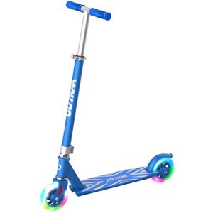 gotrax kx5 kick scooter, 3 adjustable heights and 5" flashing wheels kids scooter, lightweight aluminum alloy scooter for kids boys girls age of 4-9 , blue
