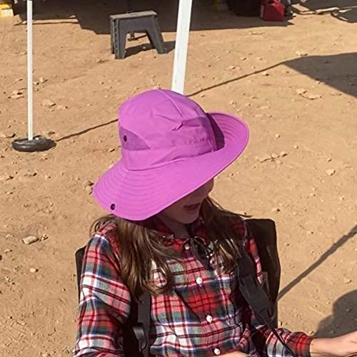 Womens UV Protection Wide Brim Sun Hats - Cooling Mesh Ponytail Hole Cap Foldable Travel Outdoor Fishing Hat Pure Purple