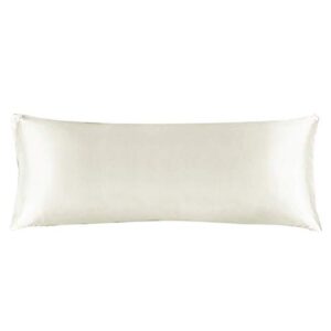 bedelite satin silk body pillow pillowcase for hair and skin, premium and silky ivory long body pillow case cover 20x54 with envelope closure