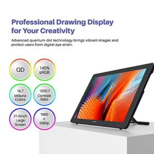 HUION KAMVAS 22 Plus Graphics Drawing Tablet with Screen Full Laminated QD 140% sRGB, Android Support Battery-Free 8192 Levels Pressure Stylus Tilt Drawing Pen Tablet, 21.5" Drawing Monitor with Stand