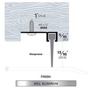 Door Bottom Sweep 1” W with Neoprene Sweep 13/16”h Exposed, 1.65” Total Height (#71518) (48")