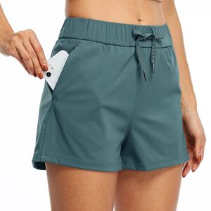 willit women's shorts hiking athletic shorts yoga lounge active workout running shorts comfy casual with pockets mallard green l