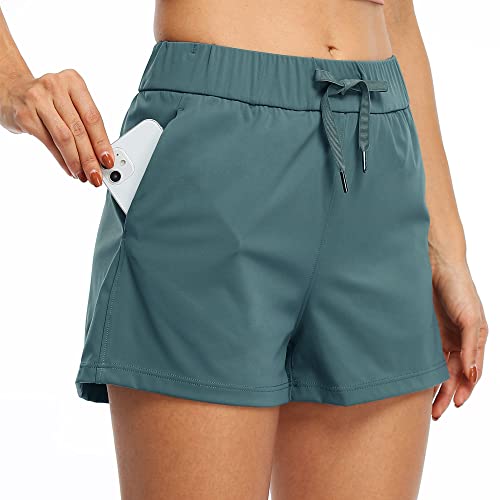 Willit Women's Shorts Hiking Athletic Shorts Yoga Lounge Active Workout Running Shorts Comfy Casual with Pockets Mallard Green L