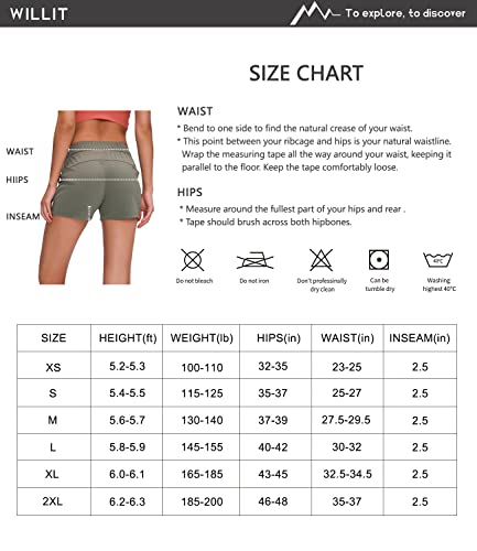 Willit Women's Shorts Hiking Athletic Shorts Yoga Lounge Active Workout Running Shorts Comfy Casual with Pockets Mallard Green L